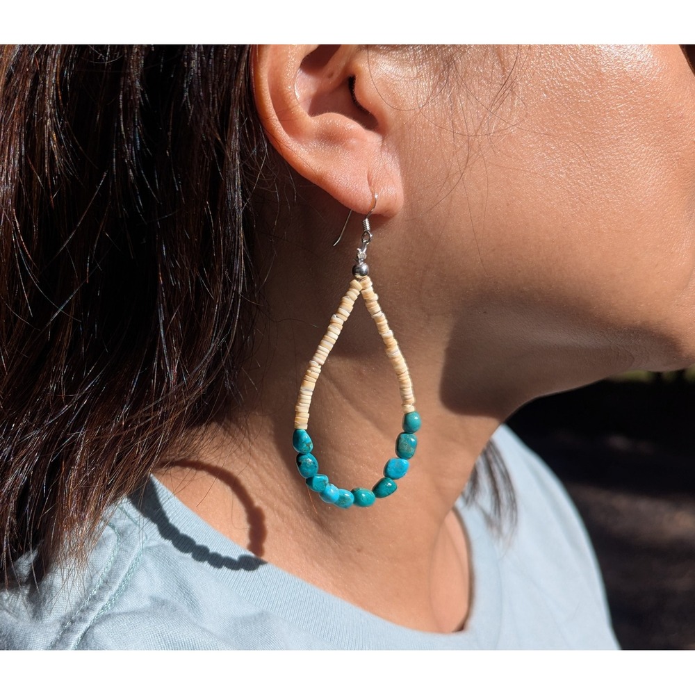 Navajo Earrings Sterling Silver Post‎ Handmade Native Heishi Jewelry ***